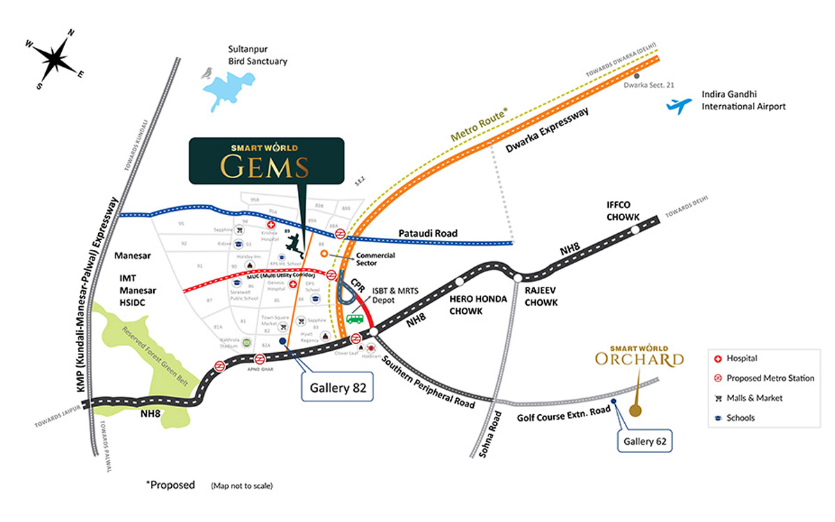 Smart World Gems Gurgaon Location Map